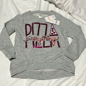 Gymboree S grey hi low sweatshirt pizza is my everything sequin sweatshirt nwt